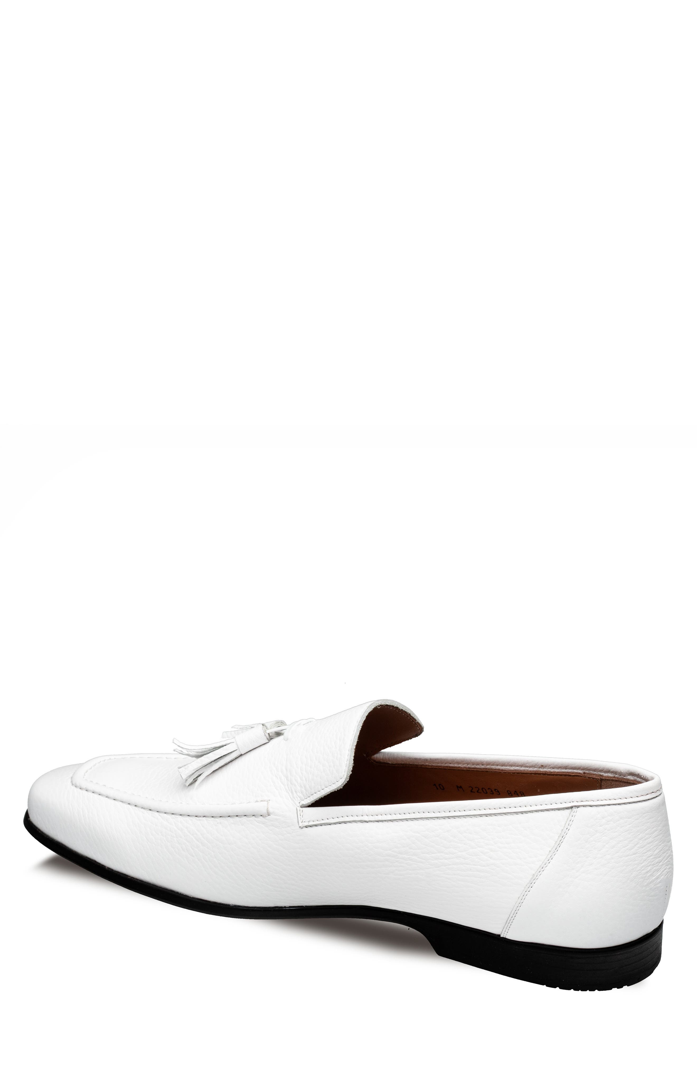 Tassel Leather Loafer, Alternate, color, WHITE