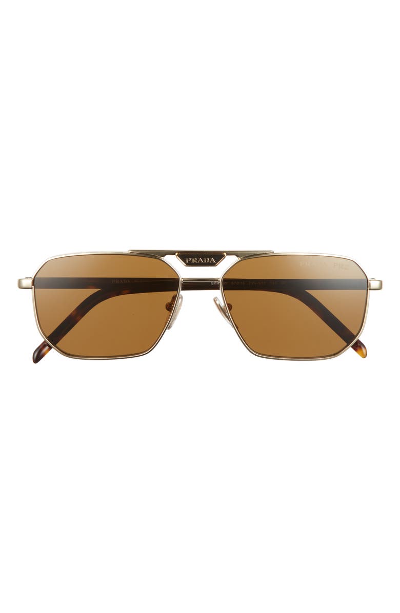 Prada 57mm Polarized Rectangular Sunglasses, Main, color, 