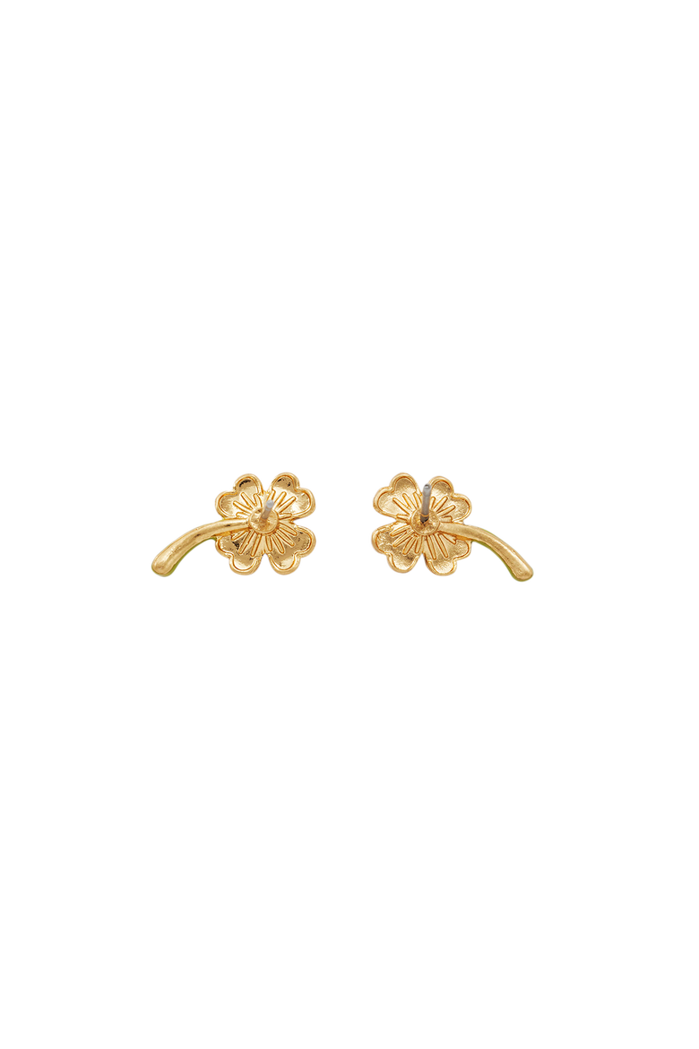 Lucky Clover & Pearl Stud Earrings, Alternate, color, Gold