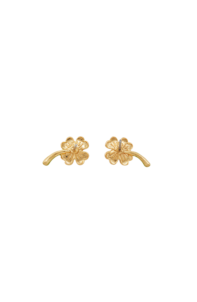 Fable England Lucky Clover & Pearl Stud Earrings, Alternate, color, Gold