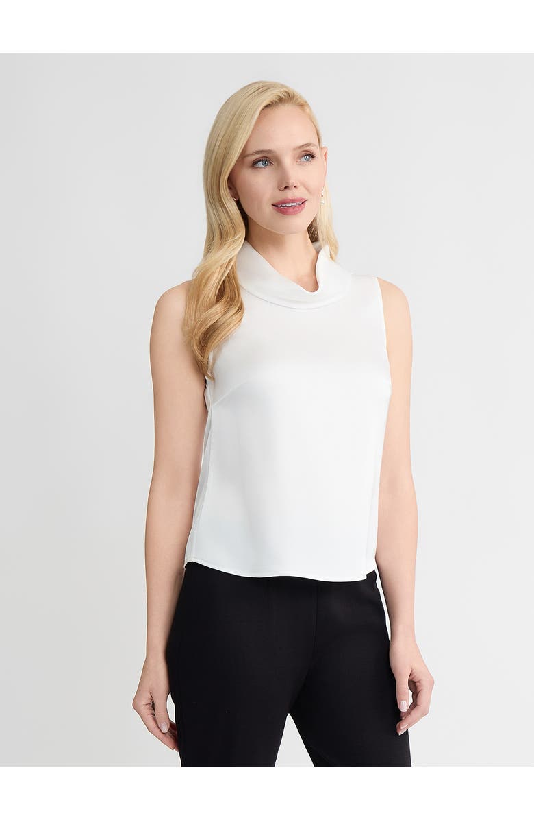 Misook Pearlescence Crepe de Chine Blouse, Alternate, color, White