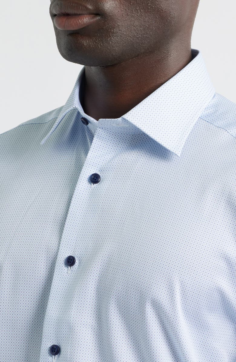 David Donahue Regular Fit Micro Geometric Print Dress Shirt, Alternate, color, White/Blue