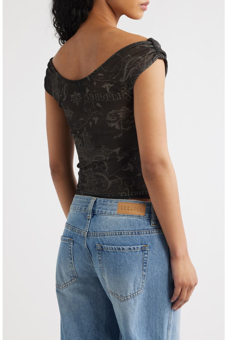 Fia Print Off the Shoulder Top, Alternate, color, GRUNGE