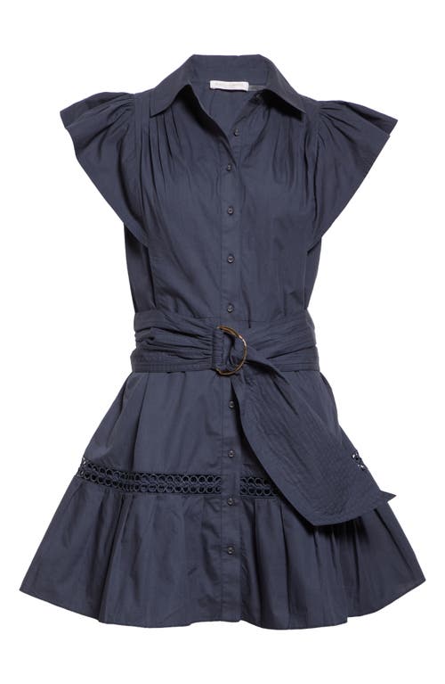 RAMY BROOK RAMY BROOK PLEATED BELTED FLUTTER SLEEVE MINIDRESS