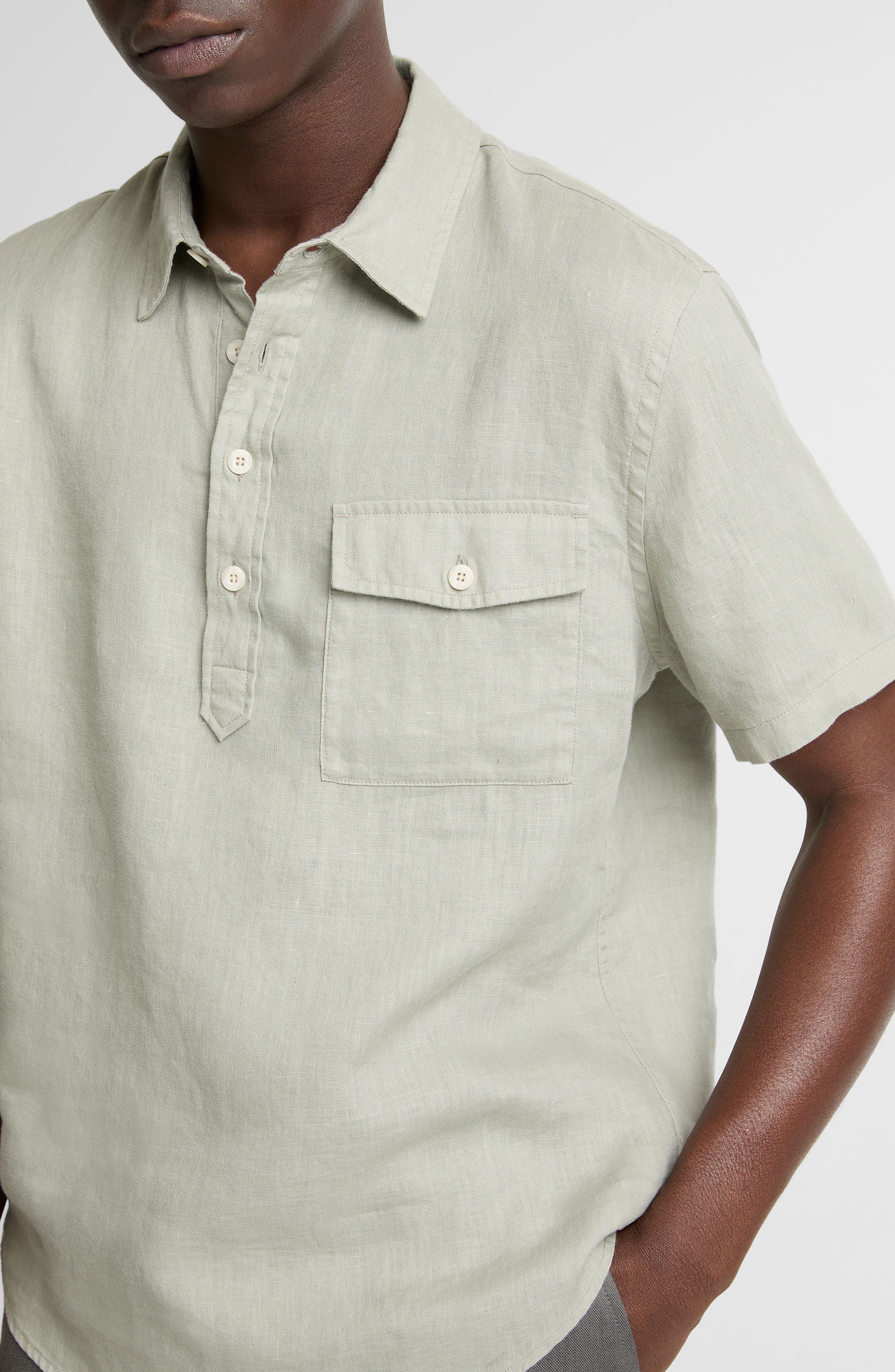 Short Sleeve Linen Popover Shirt - image 4