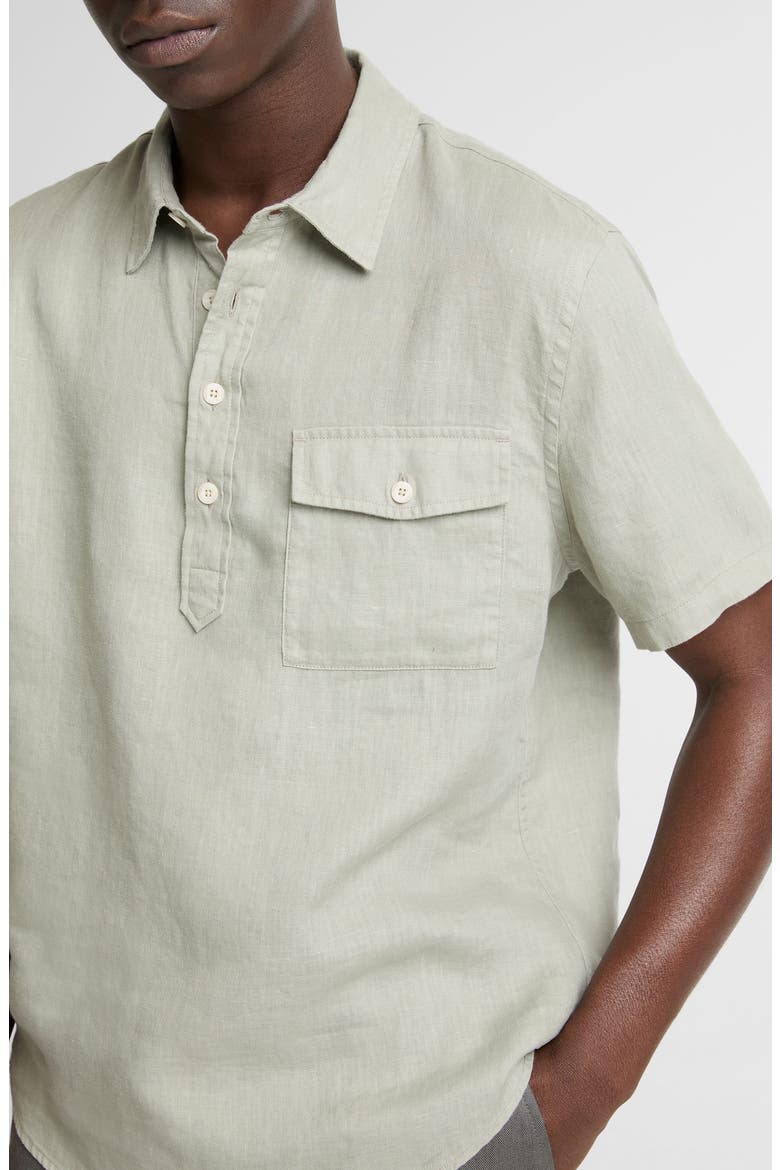 Short Sleeve Linen Popover Shirt, Alternate, color, MATCHA