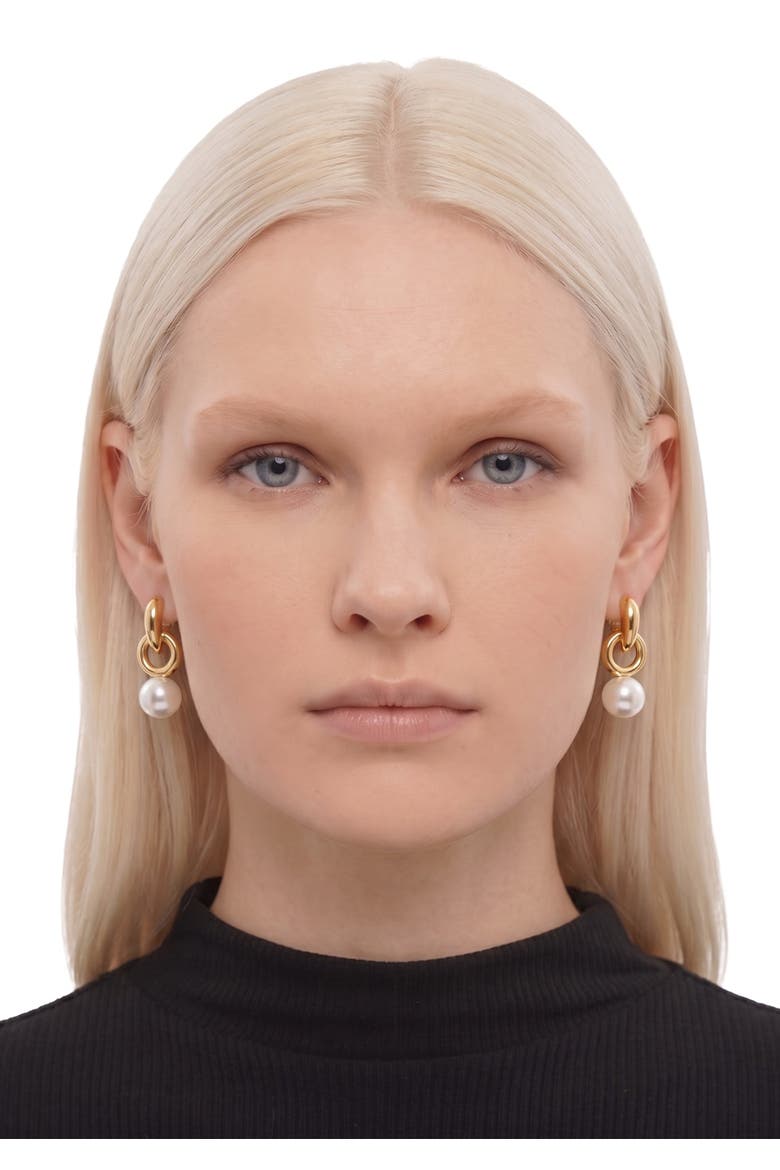 Anisha Pearl Circle Drop Earrings, Alternate, color, Gold
