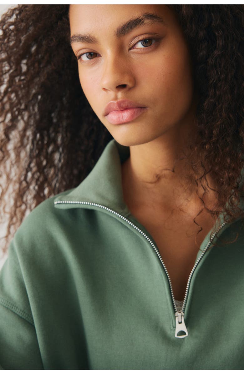 H&M Zip-top Sweatshirt, Alternate, color, Dusty Emerald Green