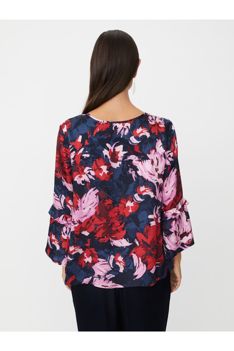 MaBimelda Keyhole Detail Floral Top, Alternate, color, Scarlet Sage