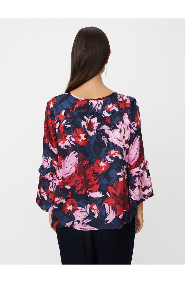 Masai Copenhagen MaBimelda Keyhole Detail Floral Top, Alternate, color, Scarlet Sage