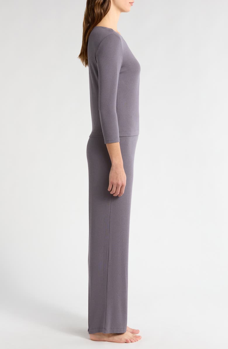 Natori Rib Essentials Pajamas, Alternate, color, Purple Slate