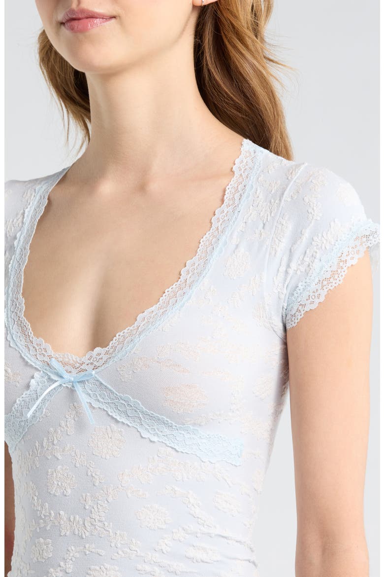Bella Lace Trim Crop T-Shirt, Alternate, color, PALE BLUE