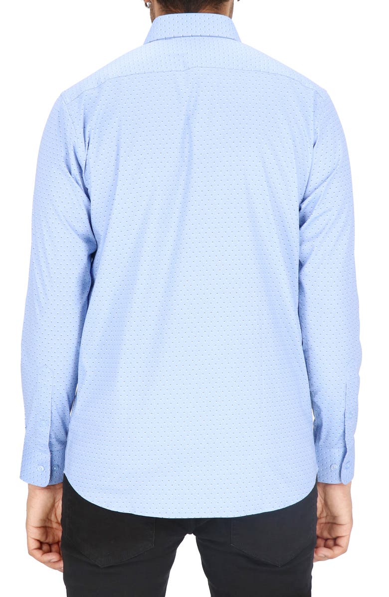 Scotch & Soda Dot Print Modern Fit Dress Shirt, Alternate, color, Blue