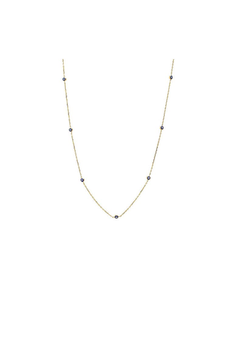 Sapphire Blue Evil Eye Station Necklace 14K, Main, color, 14K Gold