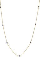 BY ADINA EDEN Sapphire Blue Evil Eye Station Necklace 14K
