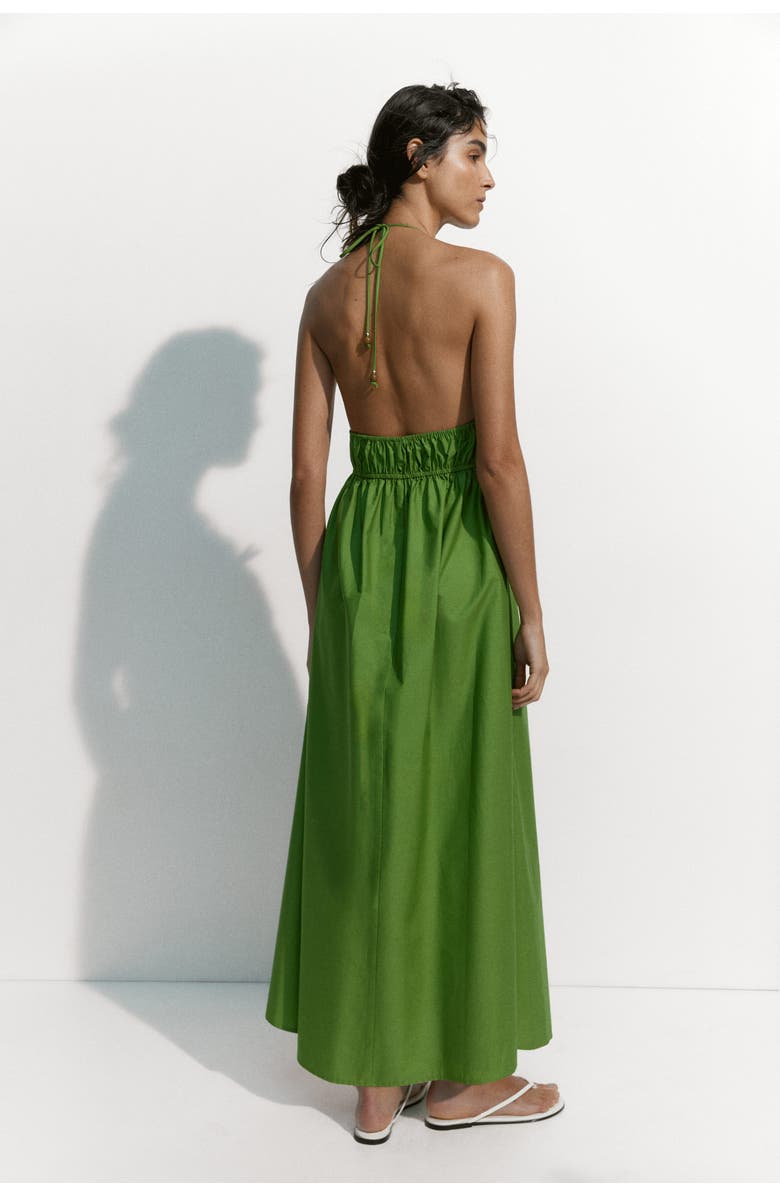 H&M Poplin halterneck dress, Alternate, color, Green