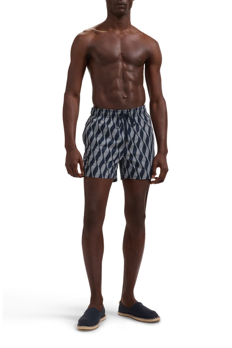 Cruz Print Swim Trunks, Alternate, color, NAVY