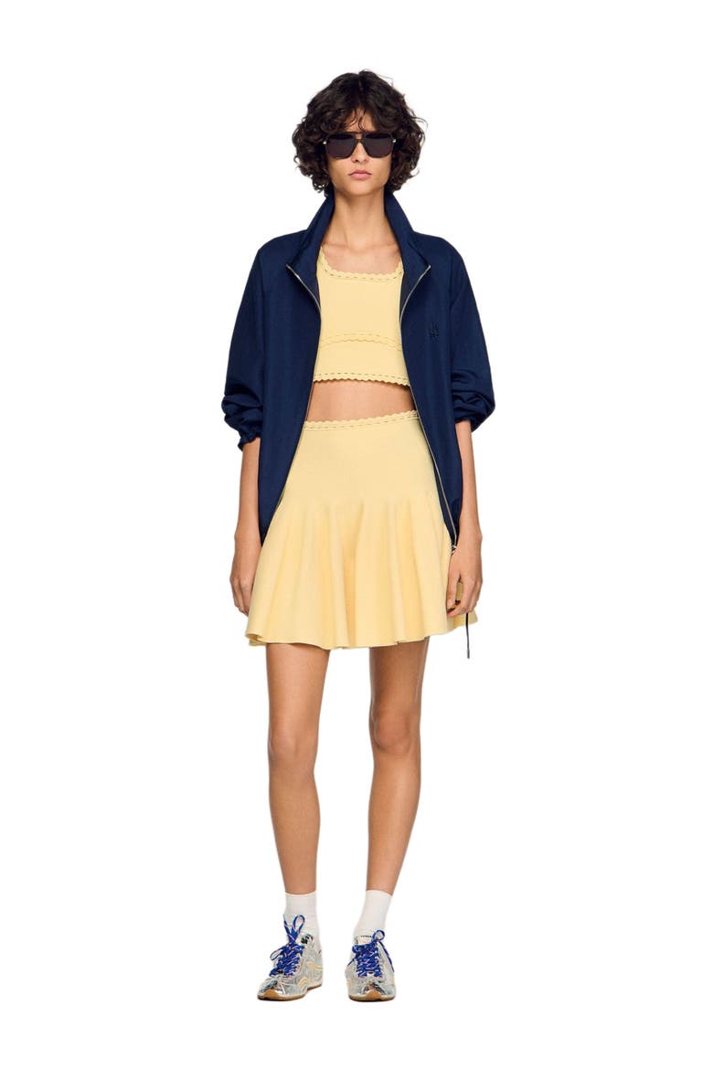 Short knit skater skirt, Alternate, color, Butter