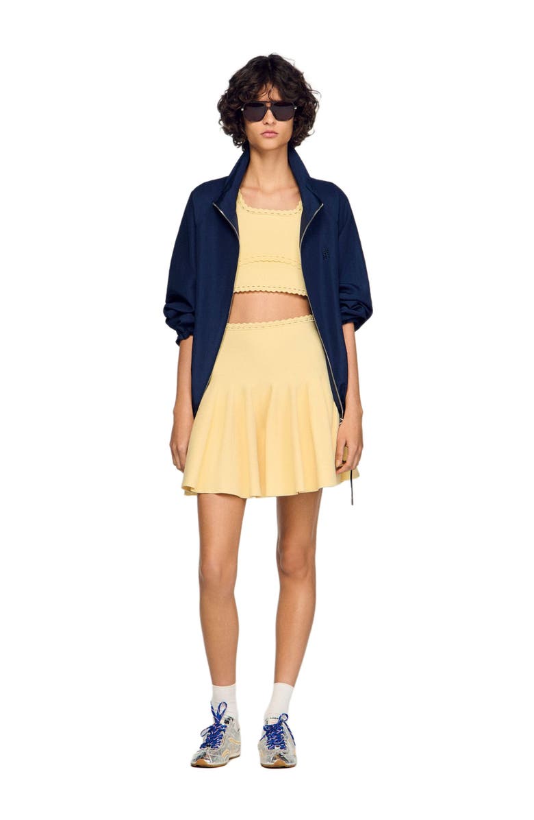SANDRO Short knit skater skirt, Alternate, color, Butter