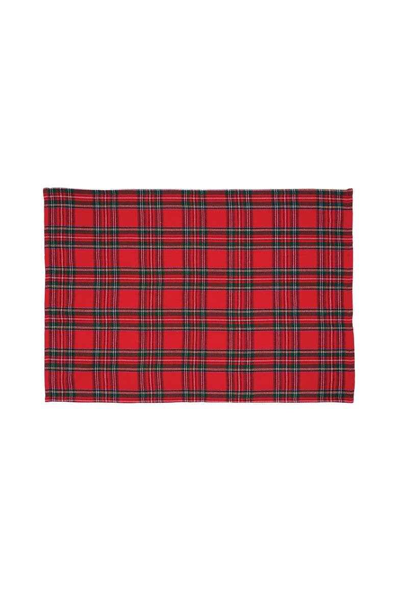 Arlington Plaid Cotton Woven Placemats Set of 6, 13" x 19", Main, color, Red