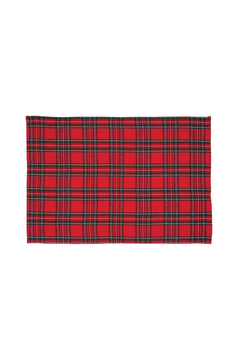 C&F Home Arlington Plaid Cotton Woven Placemats Set of 6, 13" x 19", Main, color, Red