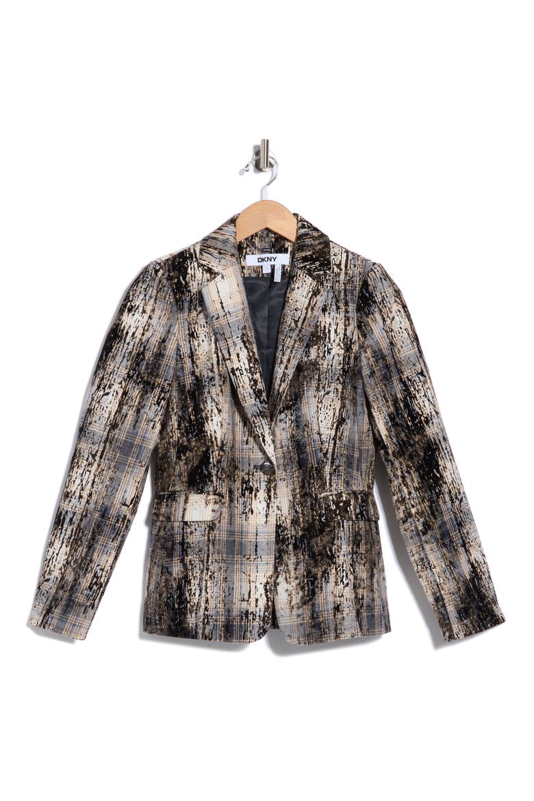 City Plaid One-Button Blazer, Alternate, color, TRAVERTINE MULTI