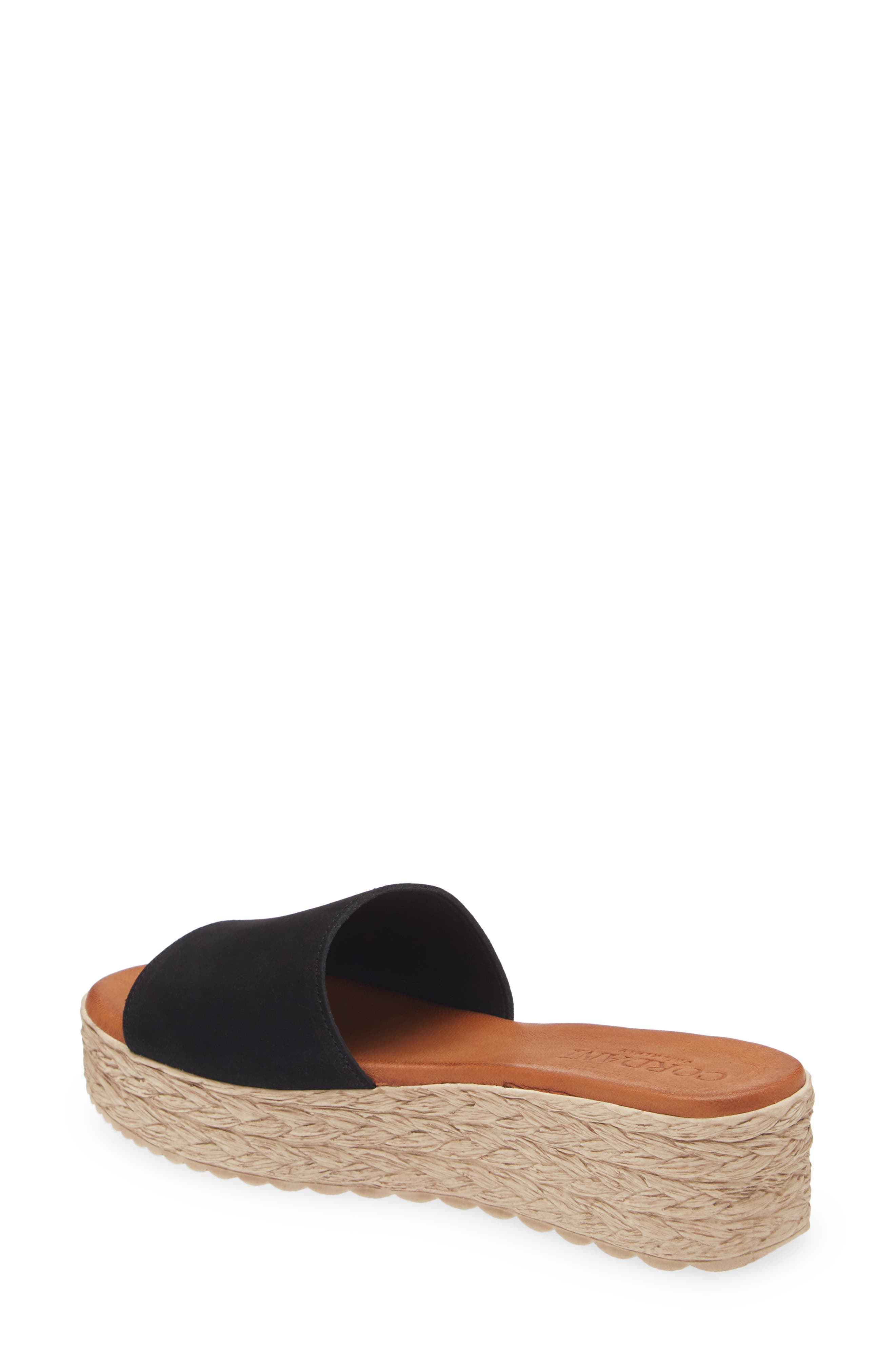 Cordani Bizzy Espadrille Platform Wedge Slide Sandal, Alternate, color, Black Suede