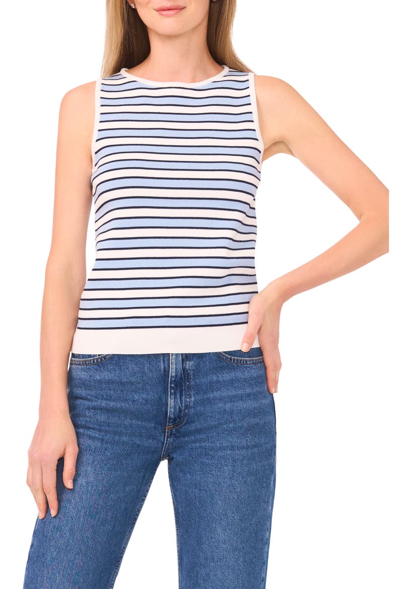 Stripe Knit Tank, Main, color, NEW IVORY