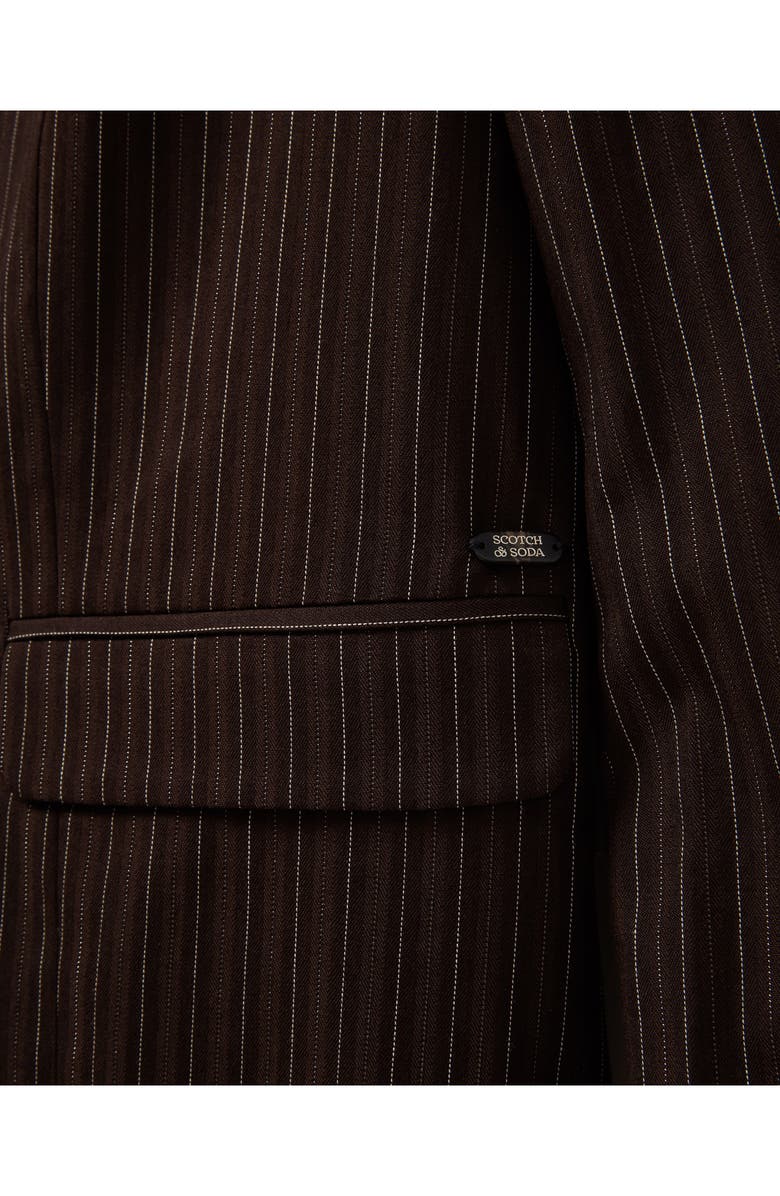 Scotch & Soda Pinstripe Long Sleeve Shift Dress, Alternate, color, Brown Pinstripe