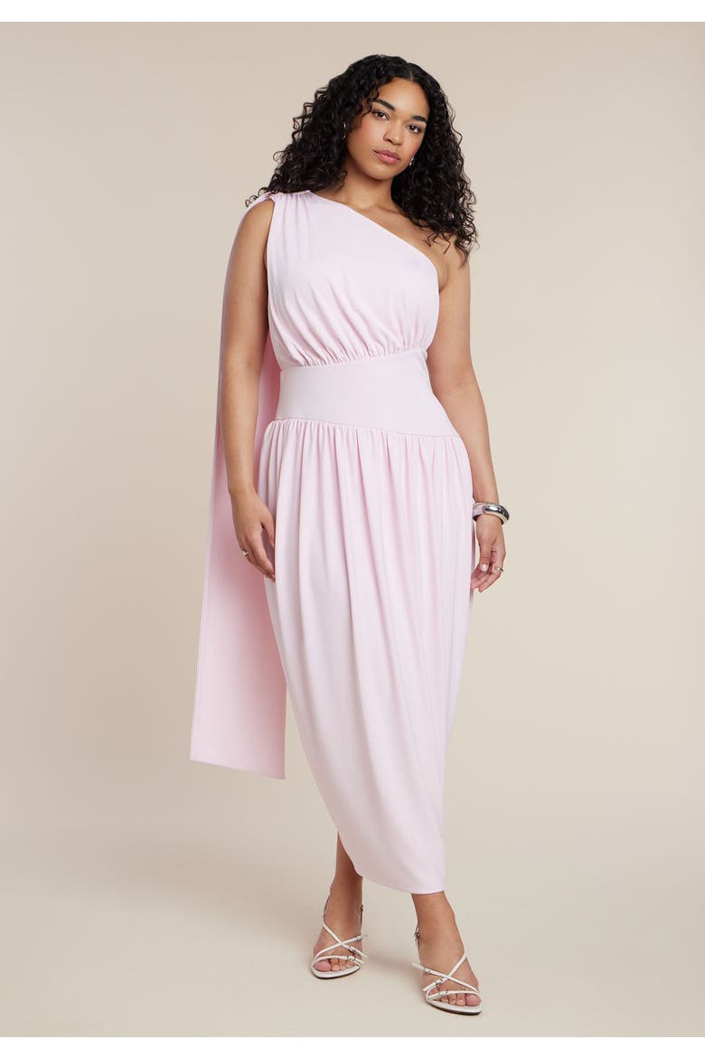 One Shoulder Draped Maxi Dress, Alternate, color, PINK LADY
