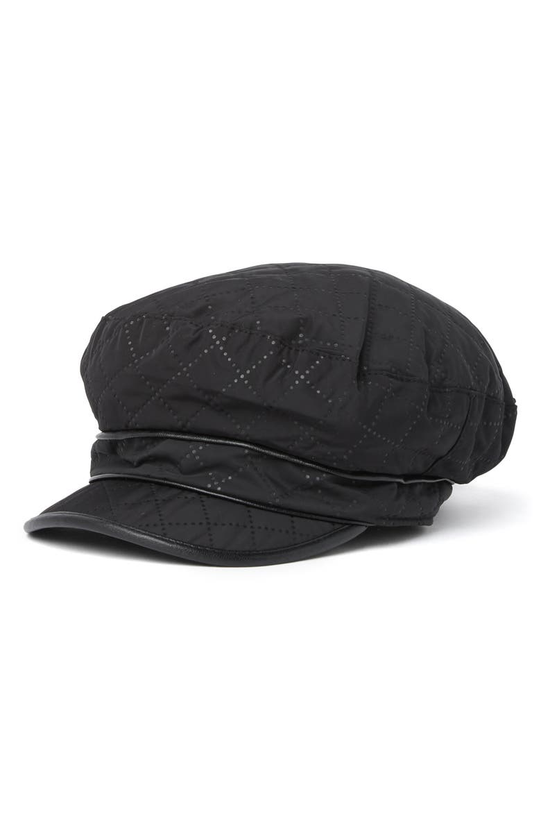 Vince Camuto Perforation Quilted Newsboy Cap, Main, color, 