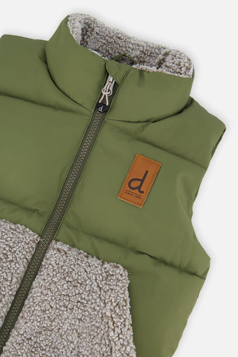 Sleeveless Quilted Fleece Pocket Mid-Season Vest, Alternate, color, Olive Green