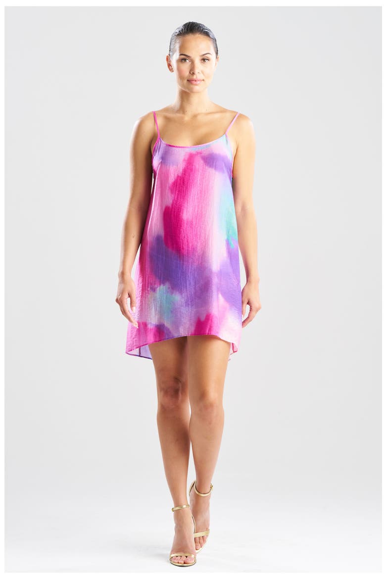 Watercolor Sheer Texture Scoop Mini Dress, Main, color, PINK
