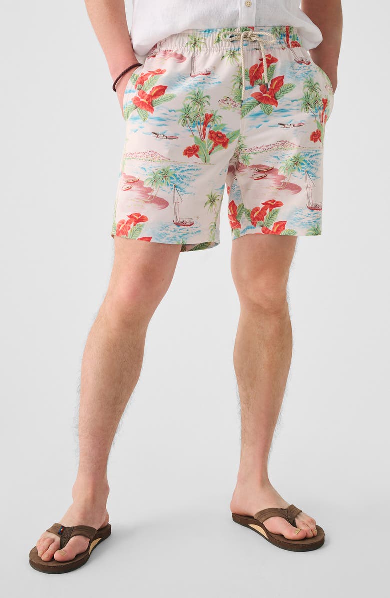 Faherty Beacon Print Swim Trunks, Main, color, 
