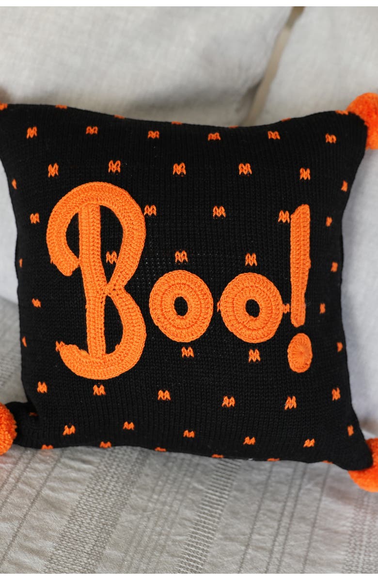Melange Collection 10" Boo Halloween Pillow, Alternate, color, Black And Orange