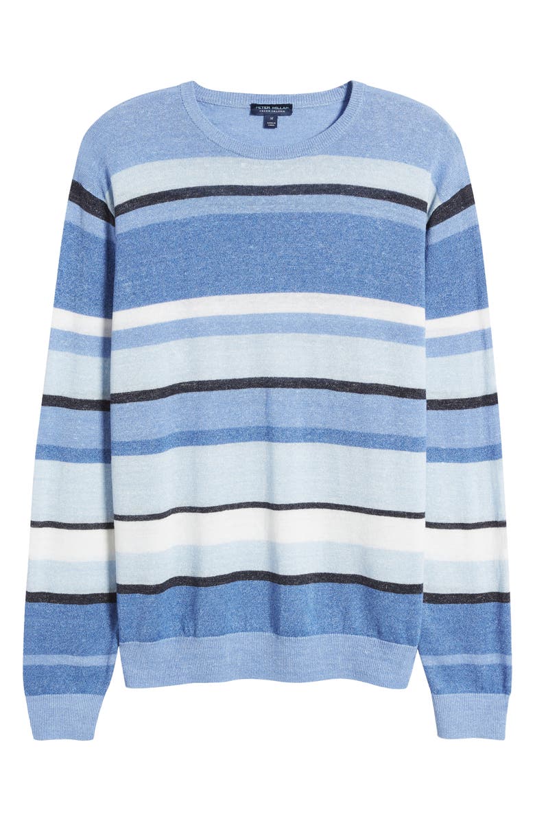 Peter Millar Crown Crafted Serene Stripe Linen & Merino Wool Sweater, Alternate, color,