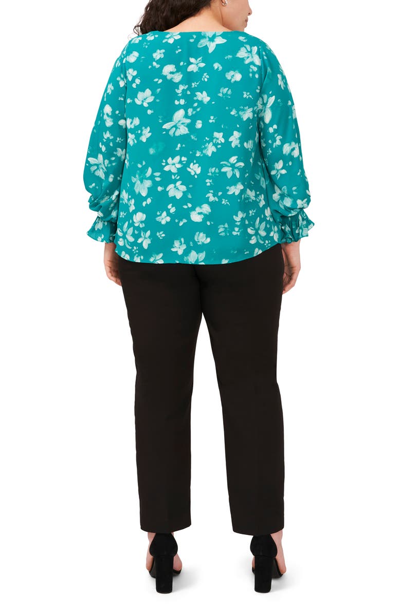 Halogen<sup>®</sup> Floral Print Ruffle Cuff Top, Alternate, color, 