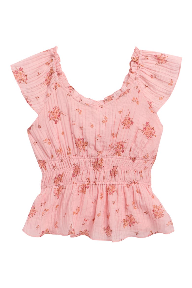 Floral Print Woven Top, Main, color, PINK FLORAL
