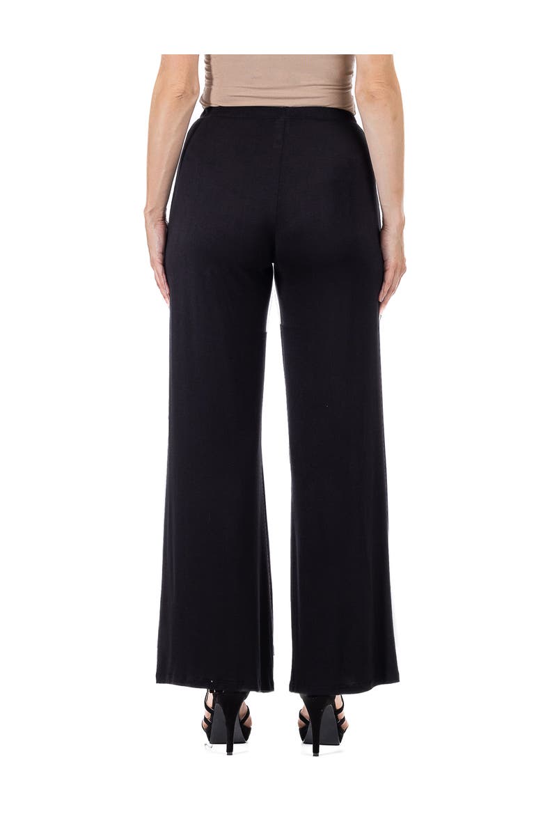 24seven Comfort Apparel Comfortable Solid Color Palazzo Pants, Alternate, color, Black