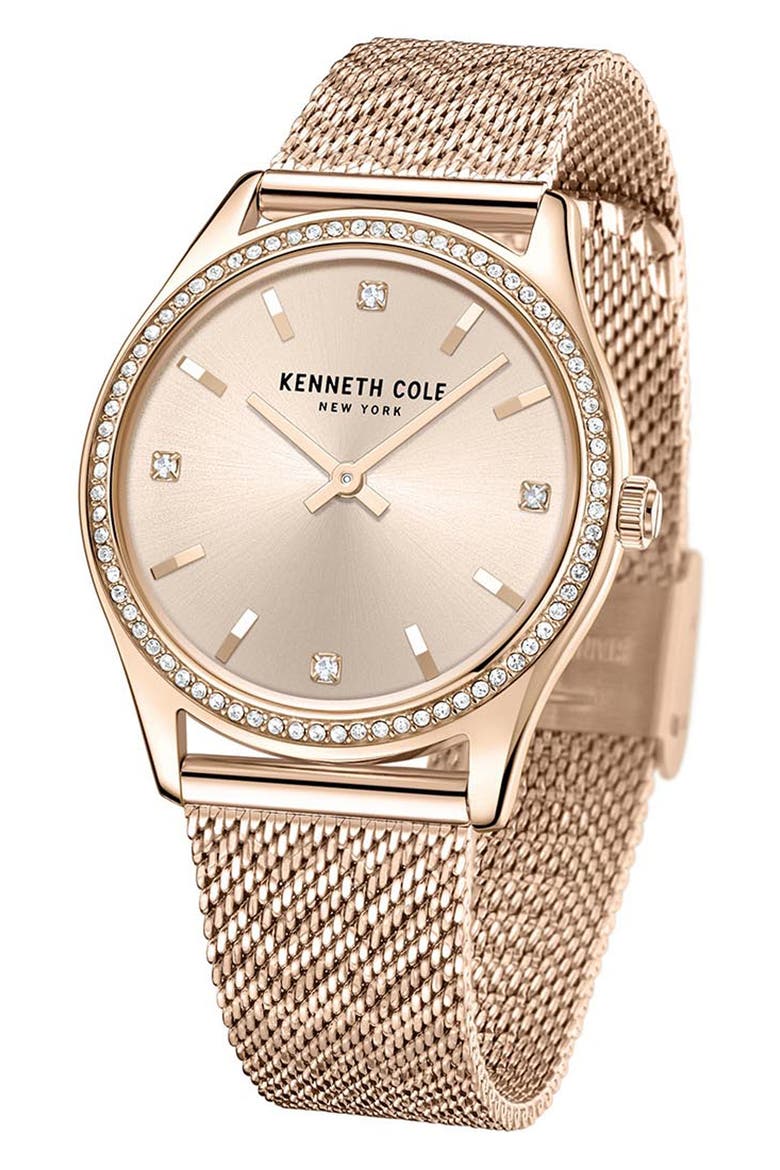 Classic Slim Mesh Strap Watch, 34mm, Alternate, color, ROSE GOLD