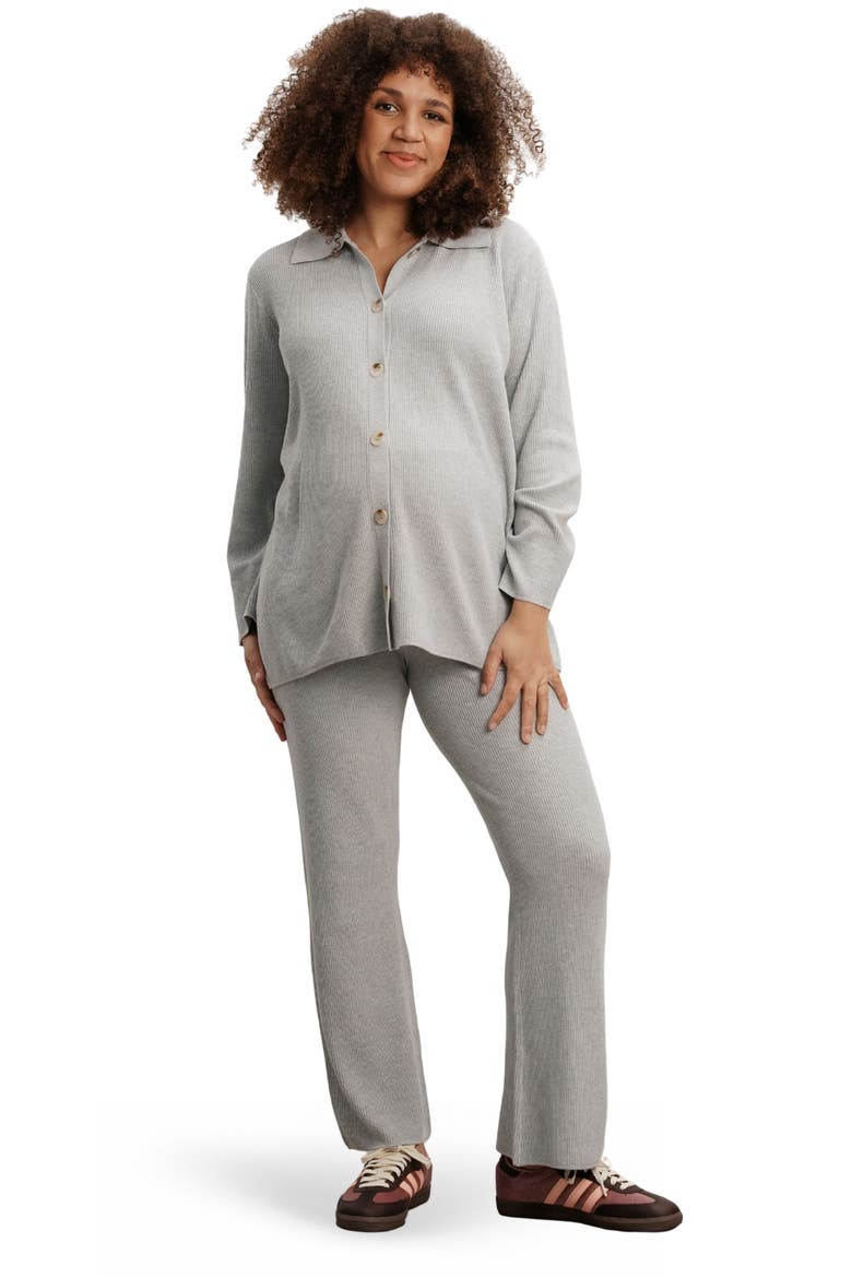 Georgina Foldover Maternity Knit Pants, Main, color, Heather Grey