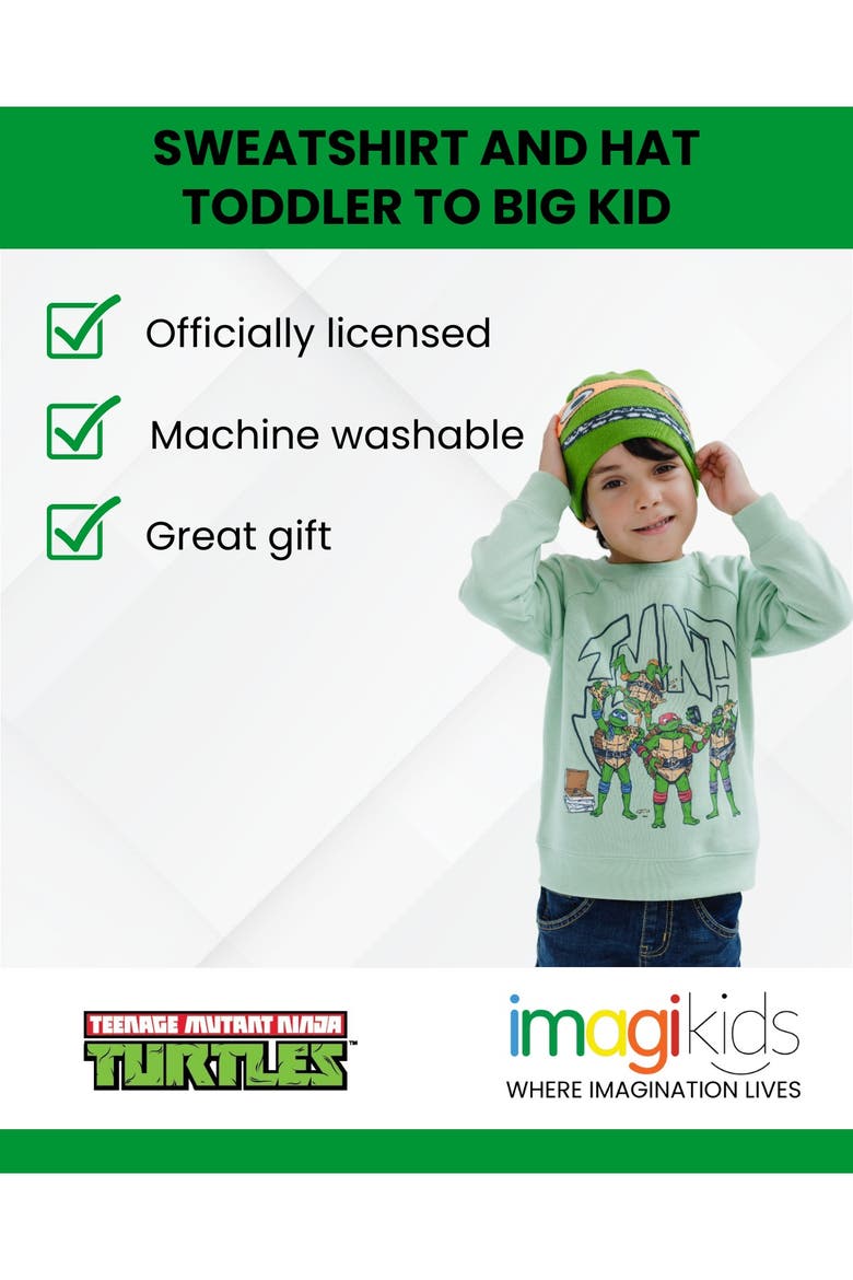 2-Piece Fleece Sweatshirt and Hat Set, Alternate, color, TMNT Light Green