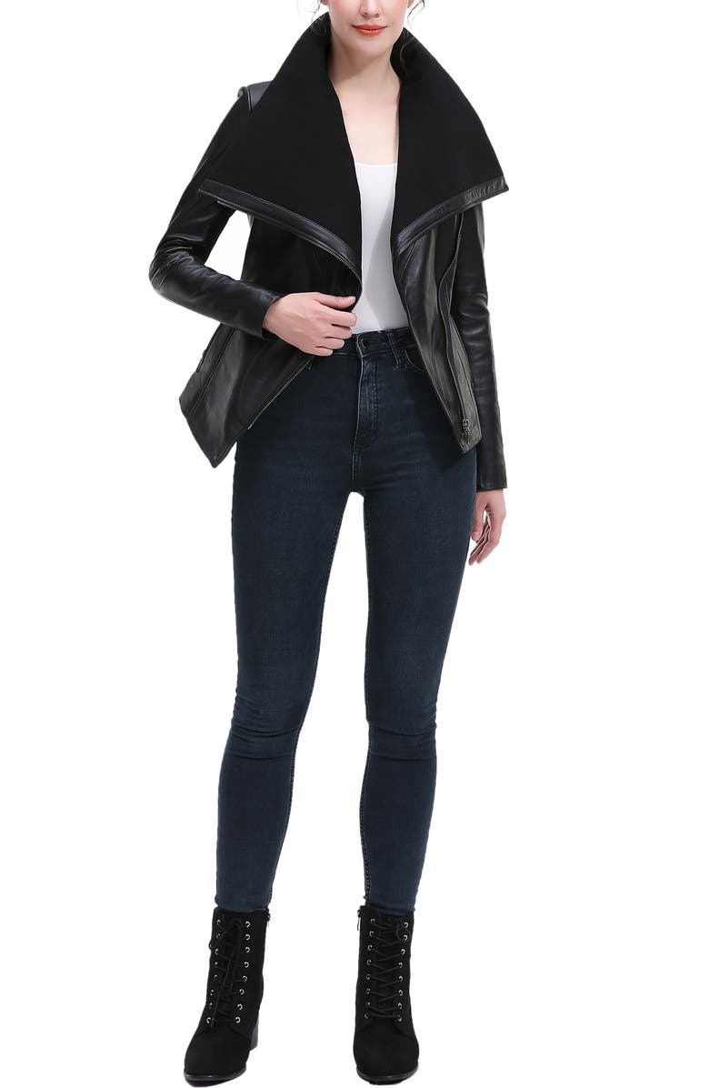 Kimi & Kai Kiara Leather Jacket, Alternate, color, Black