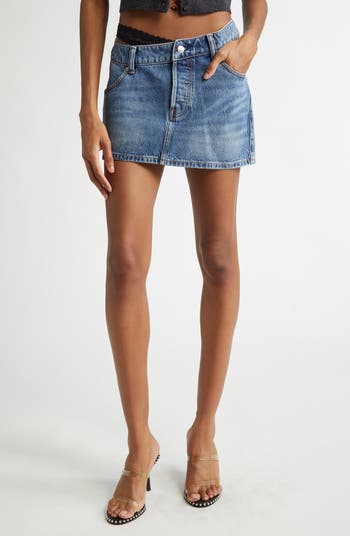 Alexander Wang Pre-Styled Denim Miniskirt with Asymmetric