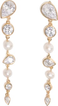 COMPLETEDWORKS Freshwater Pearl 
Cubic Zirconia Drop Earrings