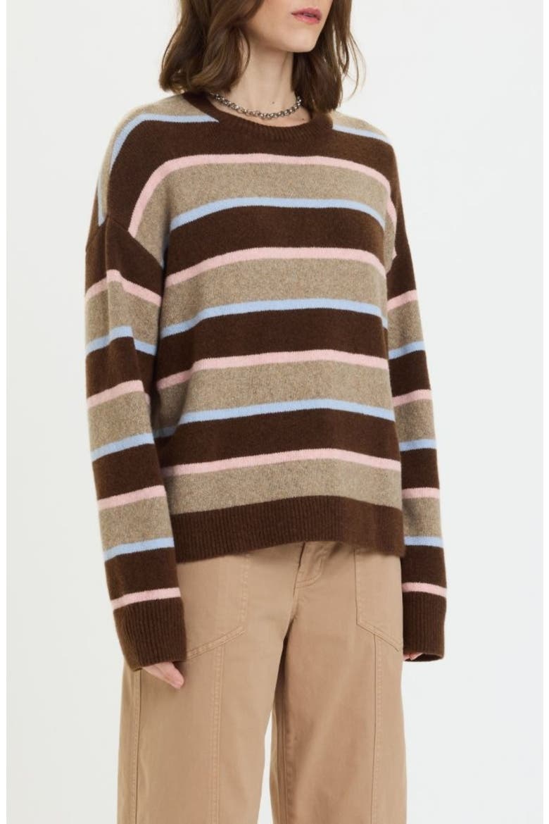 Carlyle Stripe Oversize Cotton Blend Sweater, Alternate, color, DUNE STRIPE