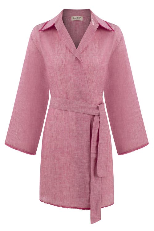 Labeca London Blake Rose Short Linen Mini Kaftan In Pink