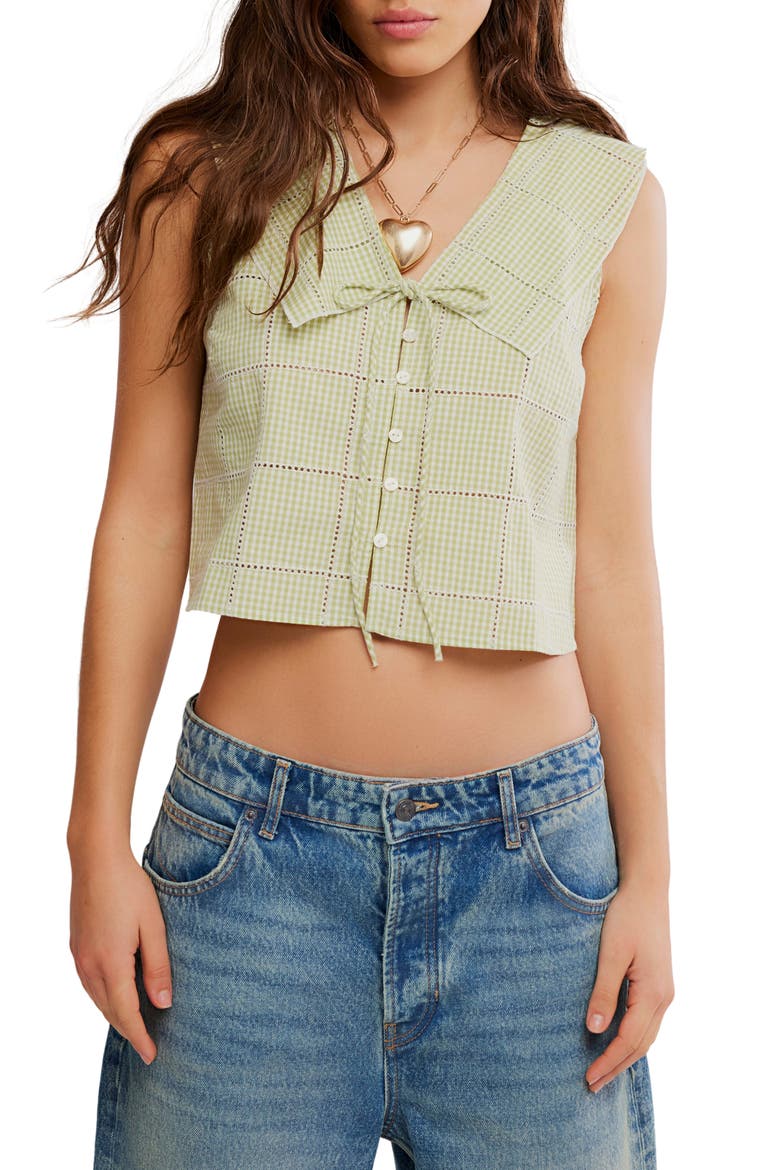 Waiting For Me Crop Cotton Button-Up Top, Main, color, WINTER PEAR COMBO