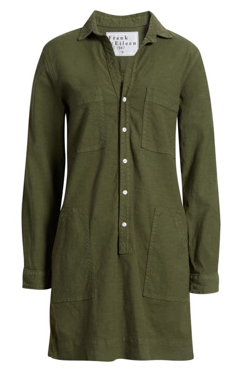 Frank & Eileen Southern Ireland Long Sleeve Cotton & Linen Shirtdress In Green