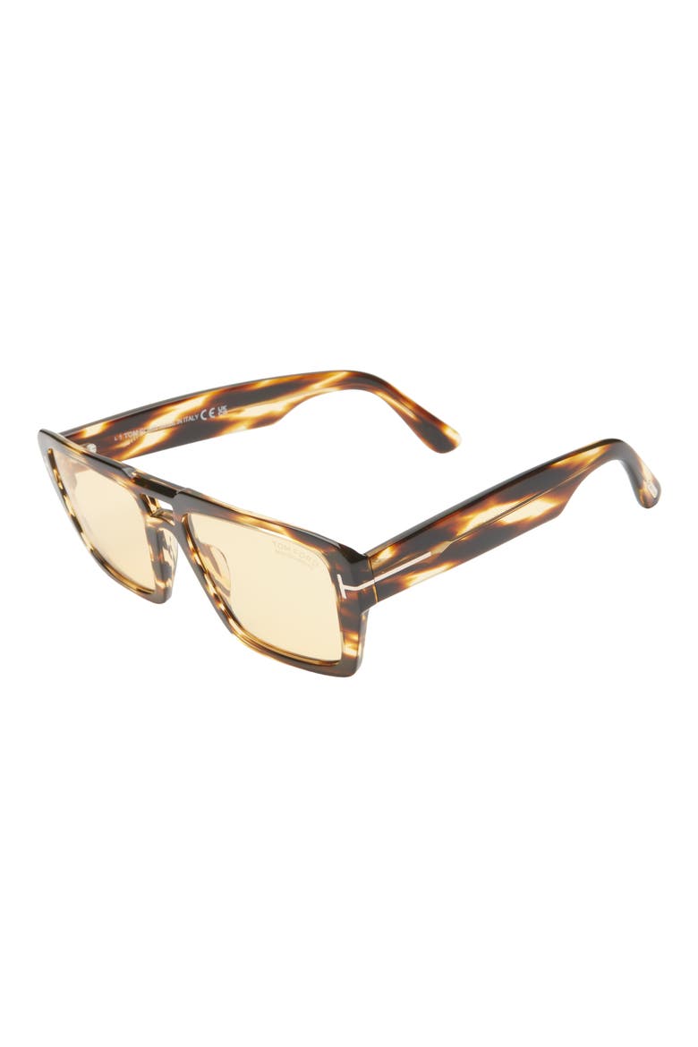 Redford 56mm Navigator Sunglasses, Alternate, color, SHINY HONEY / AMBER